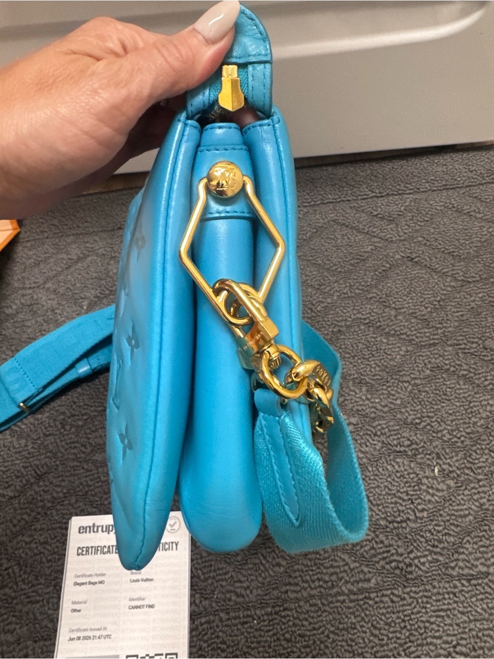 Louis Vuitton Turquoise Coussin Embossed Monogram Shoulder Bag - Picture 9 of 14